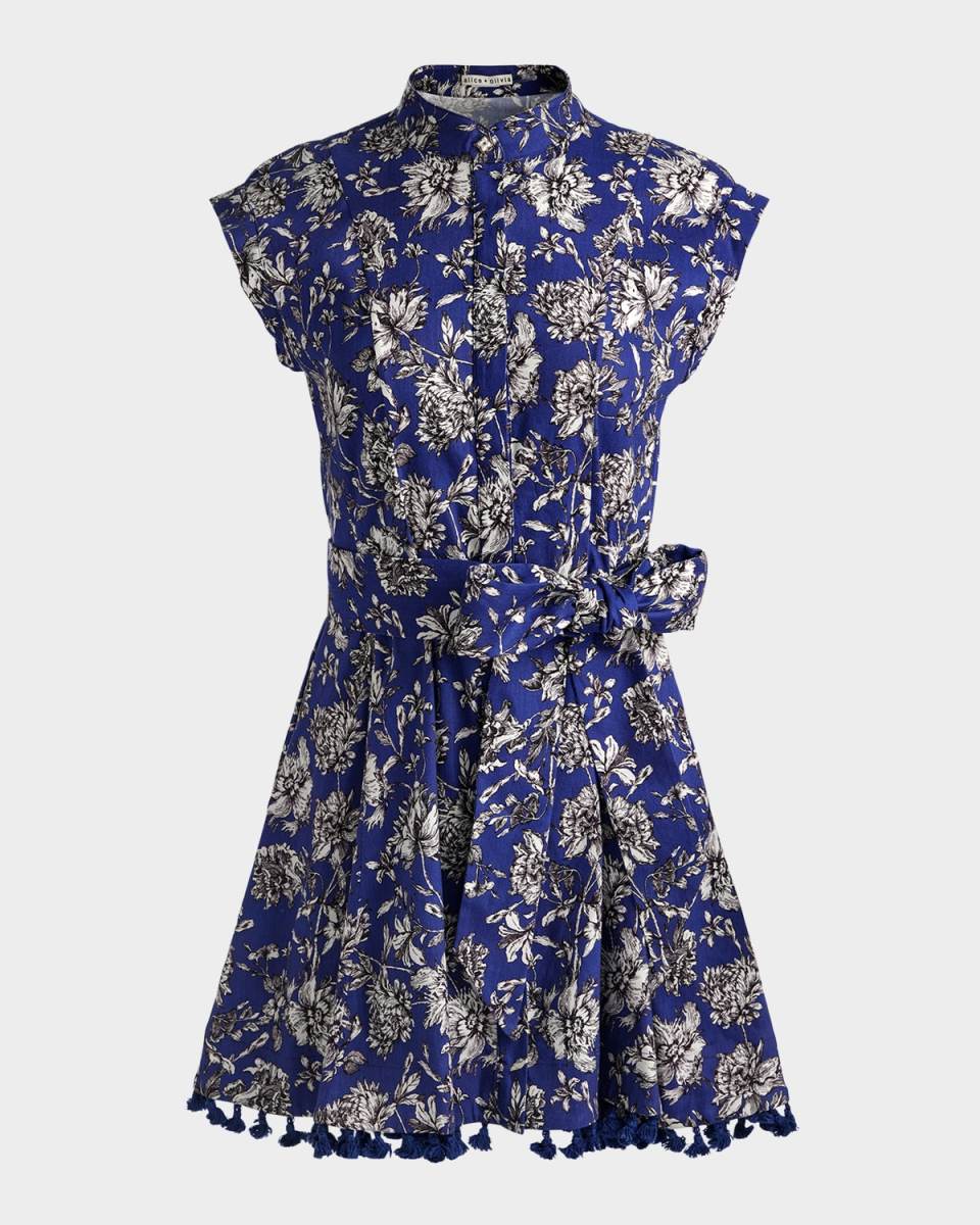 Lucy Blooming Wild Cuffed Cap Sleeve Mini Shirtdress